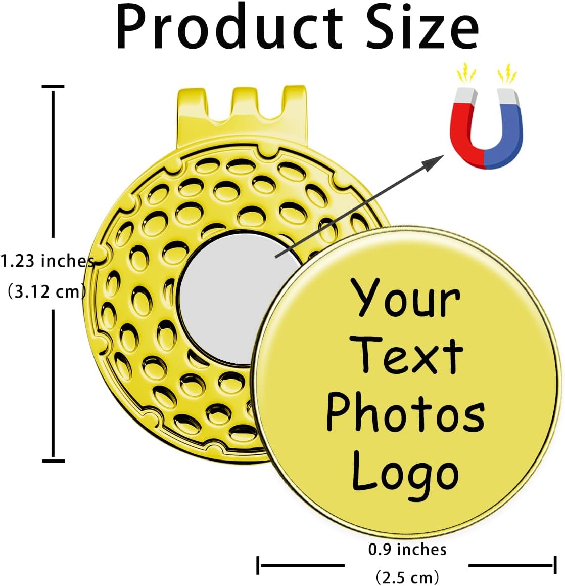 Custom Golf Ball Marker Hat Clip, 3Pack Personalized Magnetic Ball Marker, Golf Accessories for Men & Womens, Golf Gifts for Golfers