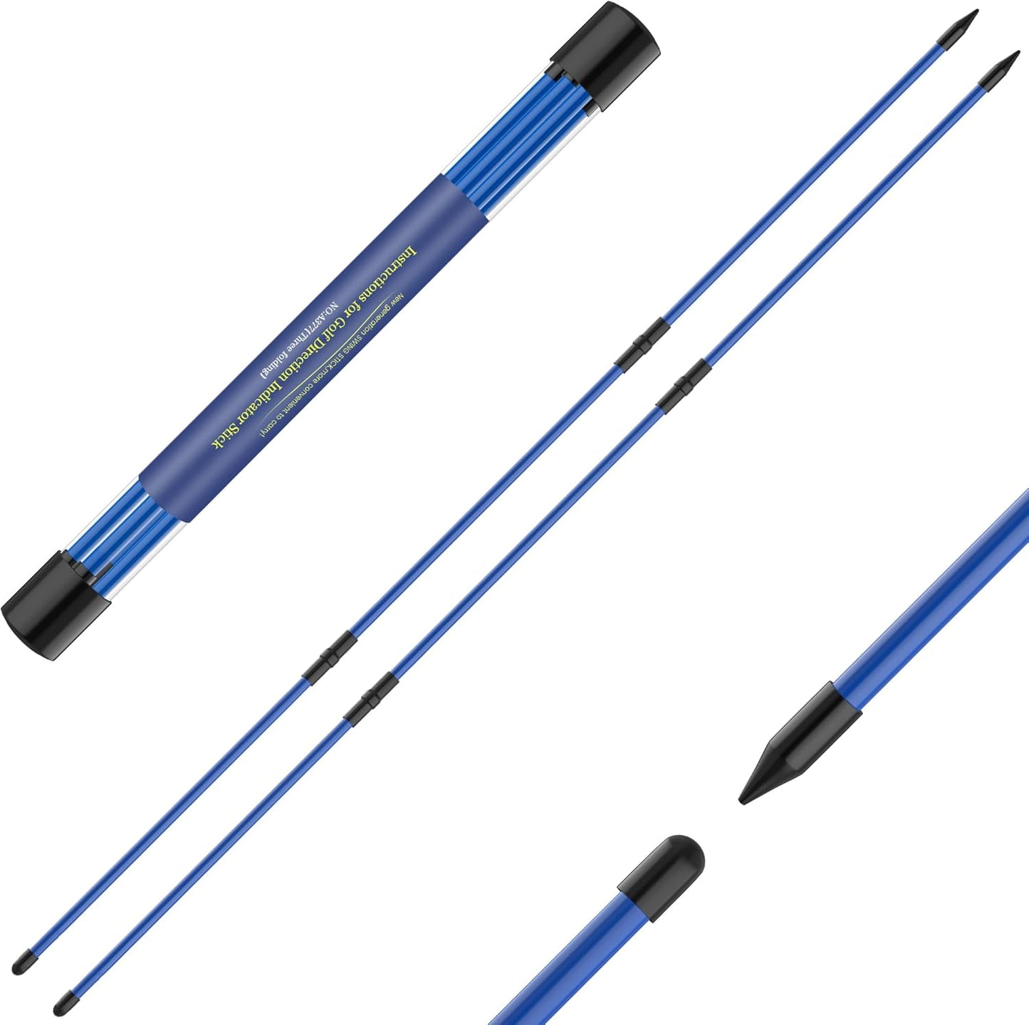 Golf Alignment Sticks 2 Pack,Upgraded 48" Collapsible Alignment Stick Golf Training Aid for Aiming, Putting, Swing Trainer, Golf Training Sticks with Clear Tube Case