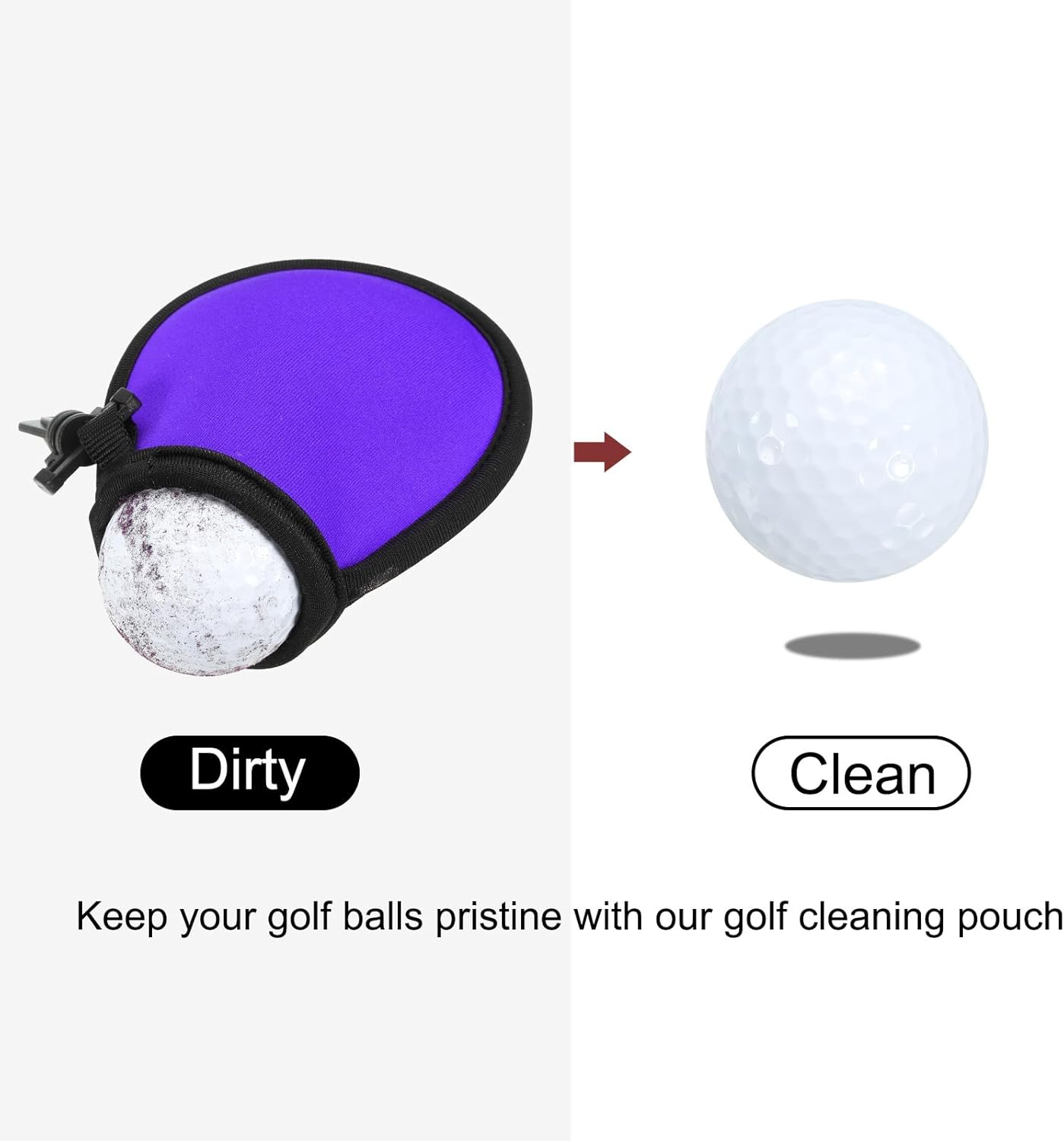 PATIKIL Golf Ball Washer Pouch, Portable Golf Balls Cleaner Pocket Bag with Hanging Clip for Women Golf Exercise