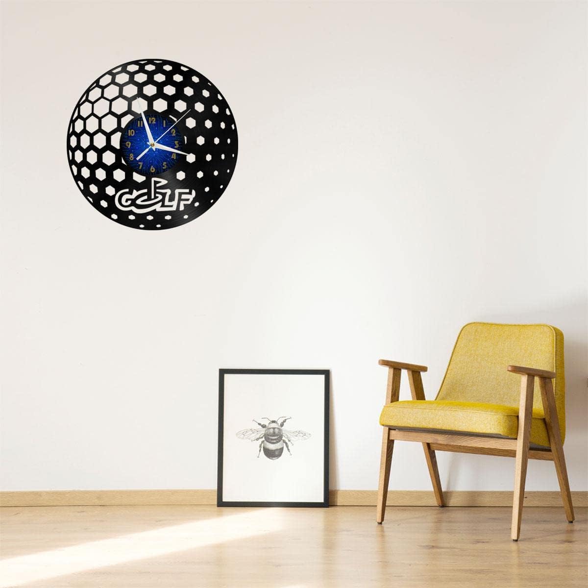 Generic Golf Club 2 12 Inch Vinyl Record Wall Clock - Silent, Creative, and Unique Clock for Living Room, Entryway, or Bedroom Decor Idea(12 inchs B Without LED), Blue