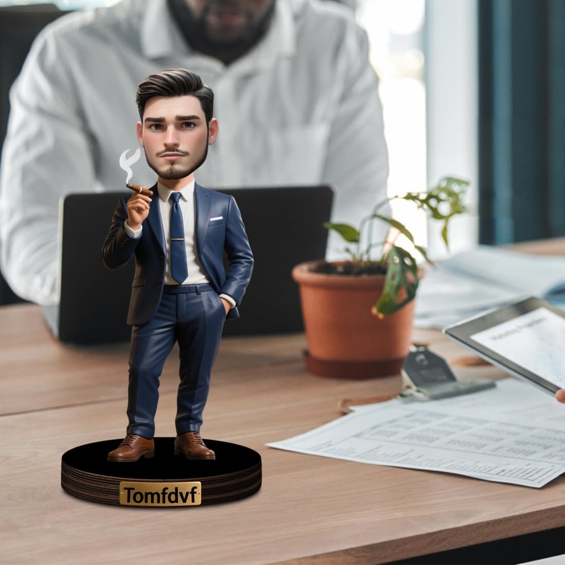 Personalized Cartoon Pilot Figurine Sign Custom Pilots Portrait Desk Decor Plaque Pilots Caricature Name Plaque Gifts for Christmas Birthday Anniversary,03