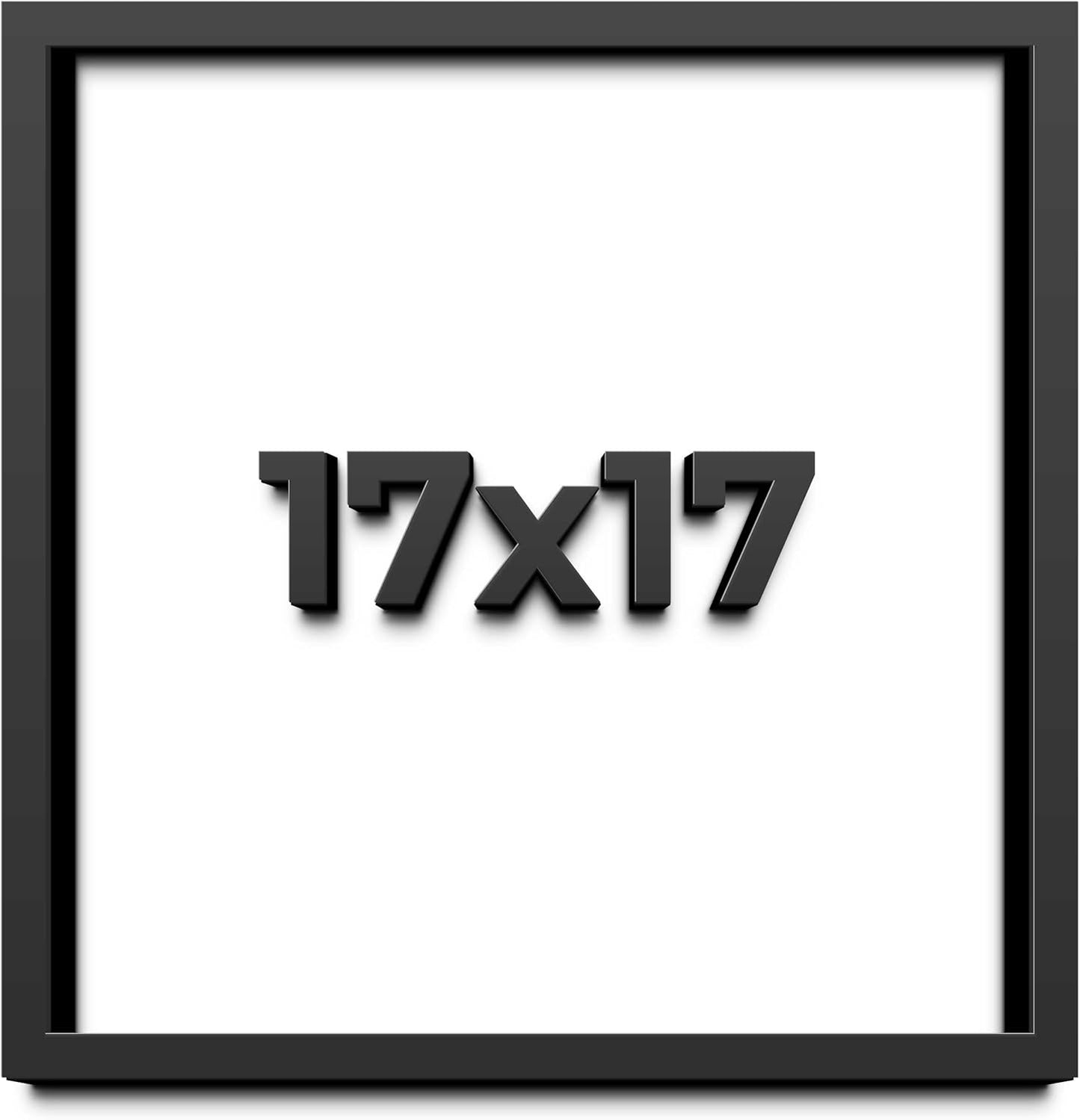 17x17 Shadow Box Black Solid Wood Display Frame with White Acid-Free Backing UV Acrylic & Hanging Hardware - with 3/4" Usable Depth