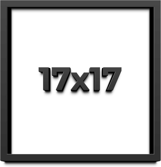 17x17 Shadow Box Black Solid Wood Display Frame with White Acid-Free Backing UV Acrylic & Hanging Hardware - with 3/4" Usable Depth