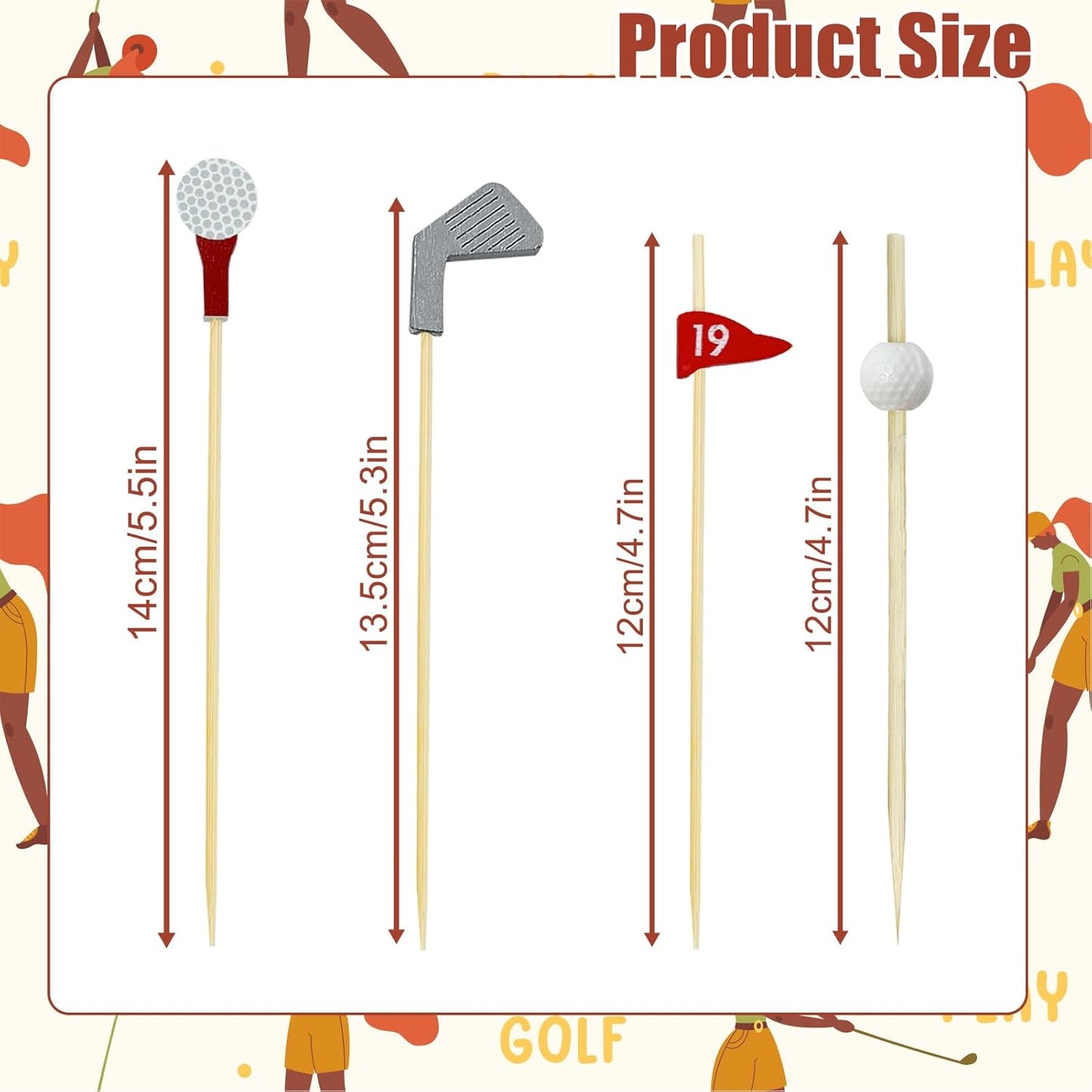 200Pcs Golf Cocktail Picks,4.7 Inch Golf Theme Toothpick Sandwich Fruit Cocktail Picks for Golf Catered Events Buffet Party Holiday Supplies,Style B