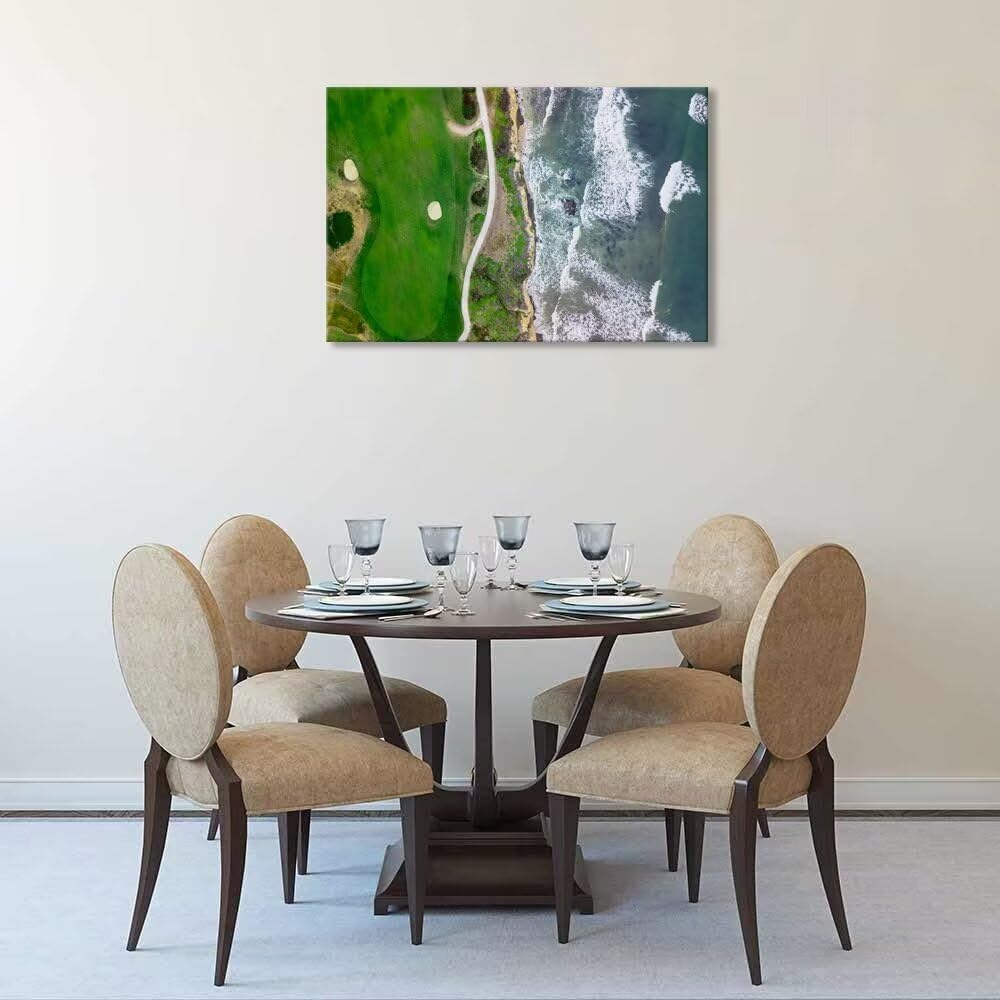 Half Moon Bay Golf Links in San Francisco California Wall Art for Office Living Room Bedroom Bathroom Wall Decor Golf Picture Poster Framed Artwork Canvas Prints Ready to Hang(18''H x 24''W)