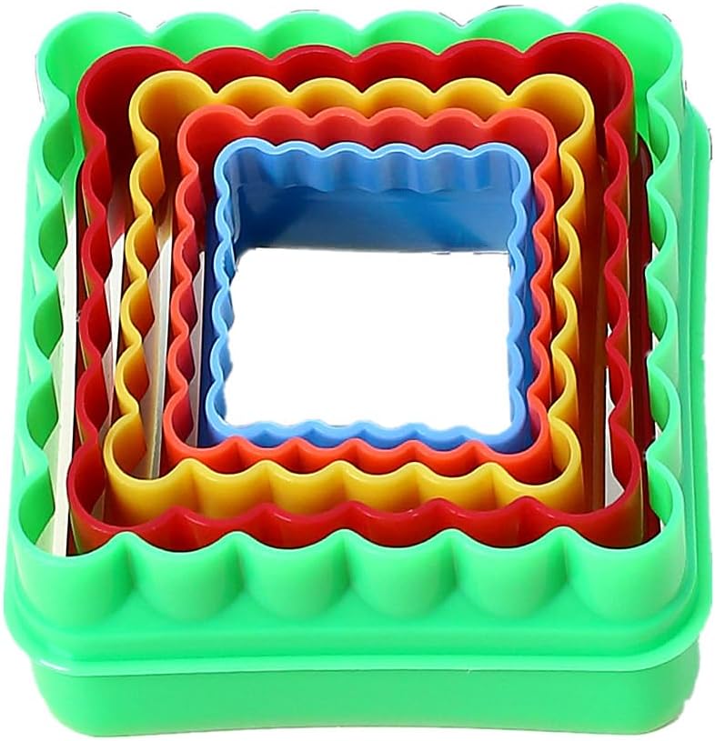 Cookie Cutter Set for Baking, 5PCS Sandwich Fondant Cake Fruit Vegetable Shapes Cutter Set (Square)