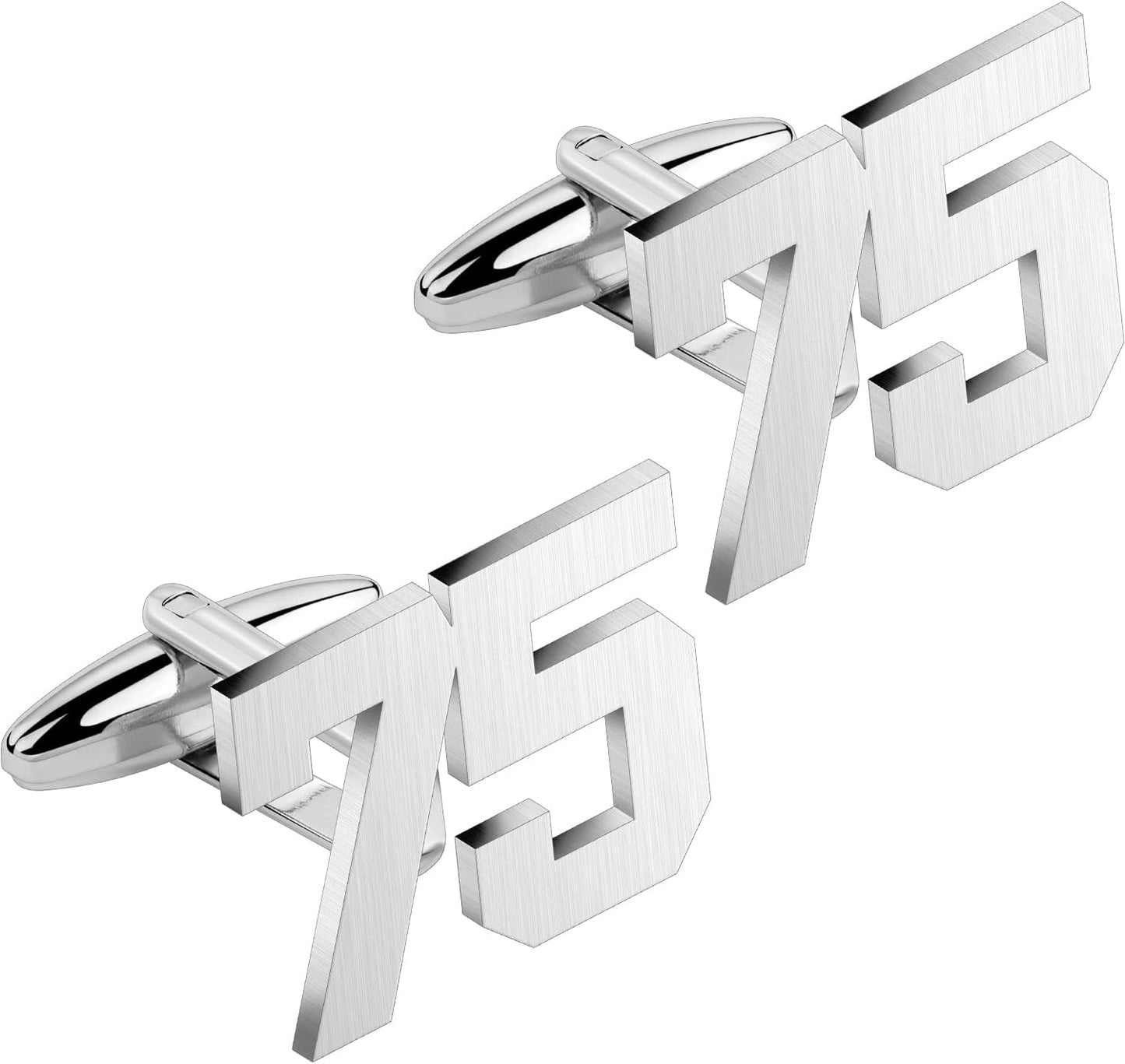 AMITER Mens Cufflinks with Number, Classic Silver Personalized Cuff Links for Men, Sport’s Day Casual or Formal Shirts