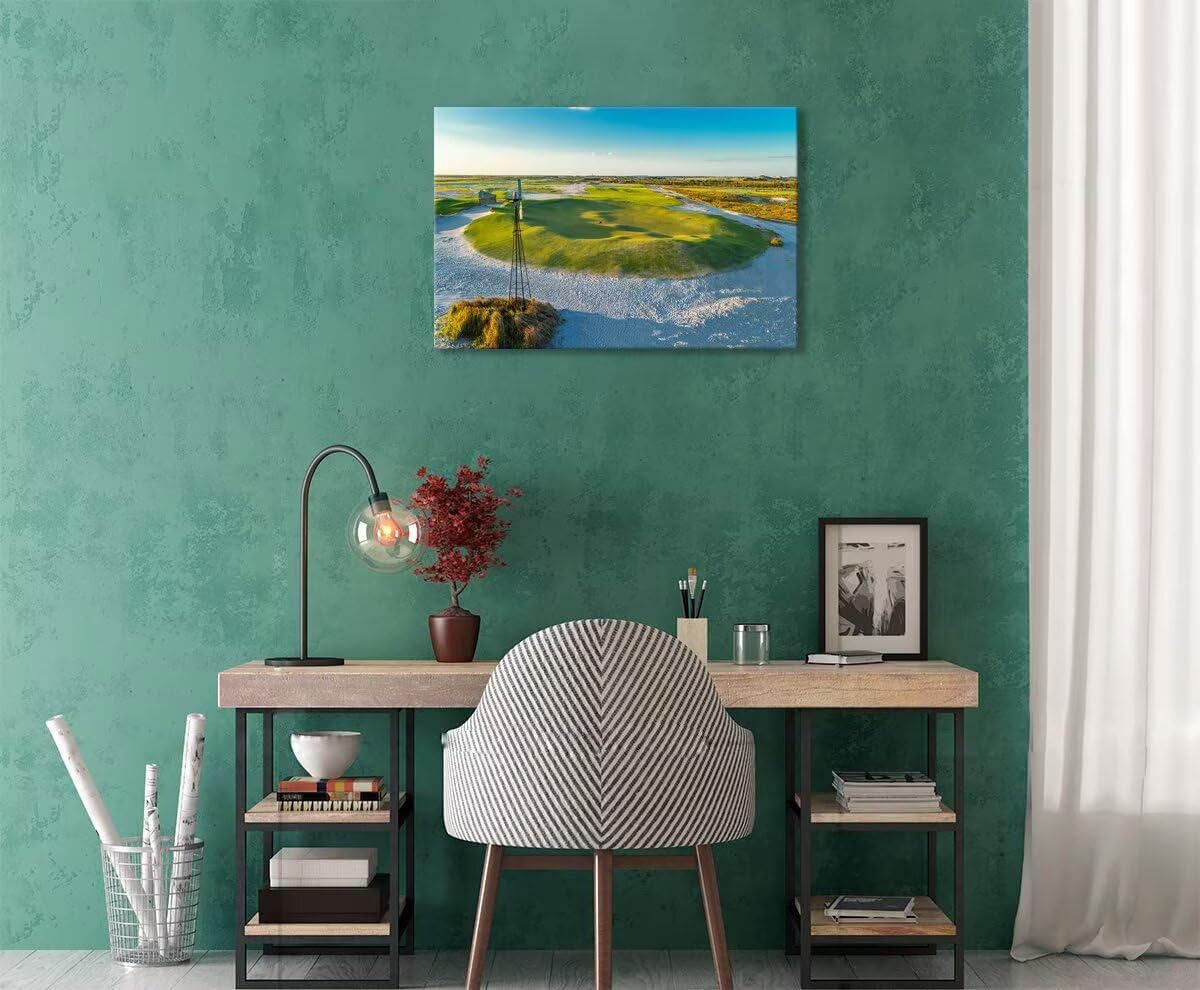 Streamsong Black Golf Course 9th Hole Wall Art for Living Room Bedroom Bathroom Home Decorations Golf Course Picture Poster Framed Artwork Canvas Prints Ready to Hang(18''H x 24''W)