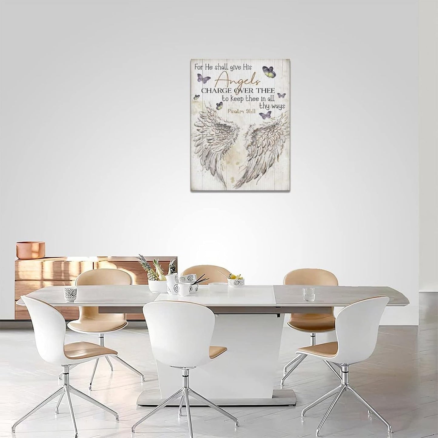 Scripture Psalm 91 Wall Art Christian Angel Wings Pictures Wall Decor Bible Verse Canvas Painting Print Artwork Abstract Modern Home Decorations Framed Ready to Hang for Office Living Room 12"x16"