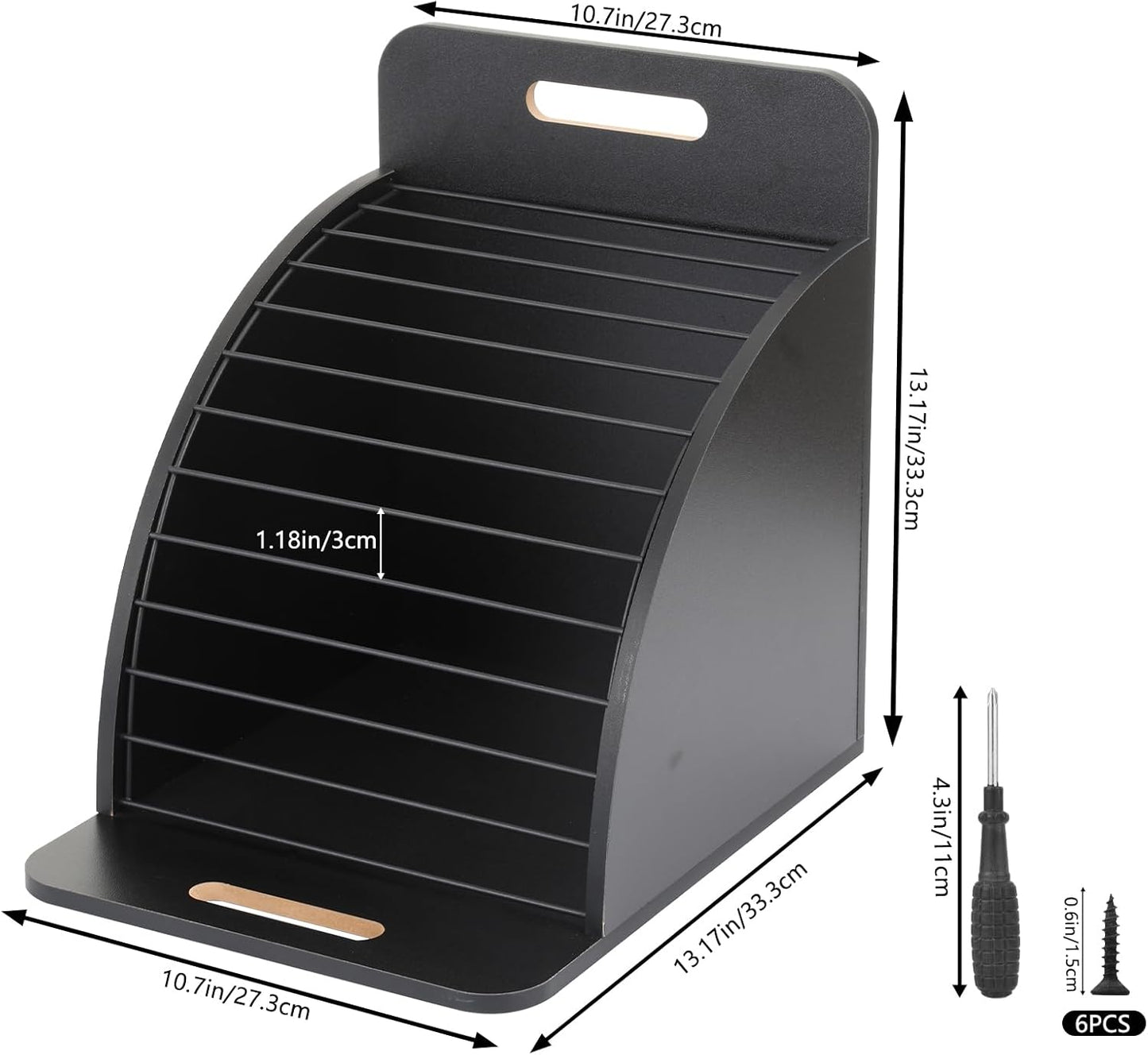 Clipboard Holder Wooden Storage Clipboard Holder Rack - with Raised Side Panel Black Clip board Organizer - for Classroom Office School Teacher Organizing (Clip Boards Not Included)