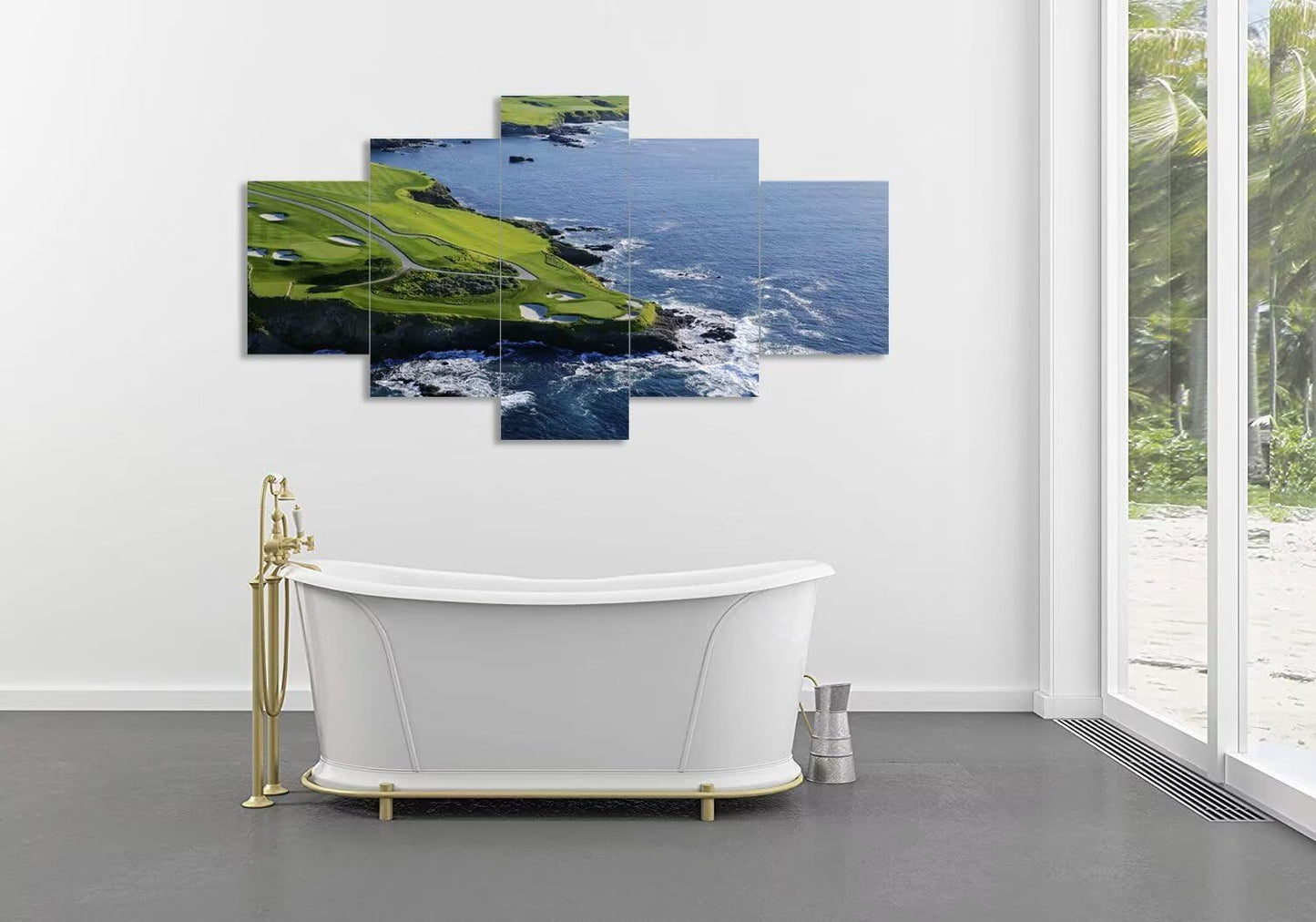 chenchenArt Golf Wall Art for Living Room Bedroom Bathroom Home Decorations Paintings Golf Course Canvas Prints Modern Artwork Framed Ready to Hang(60''W x 32''H)