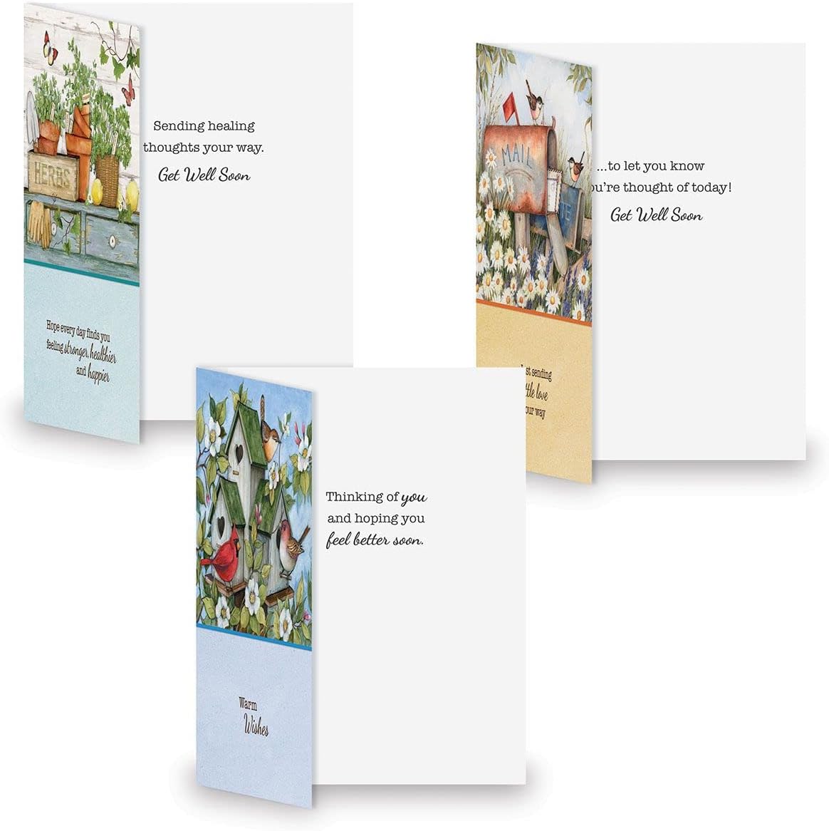 Current Well Wishes Get Well Greeting Cards by Susan Winget Value Pack - Set of 20, 10 Unique Designs, Large 5 x 7 Inch Cards, Sentiments Inside, Envelopes Included