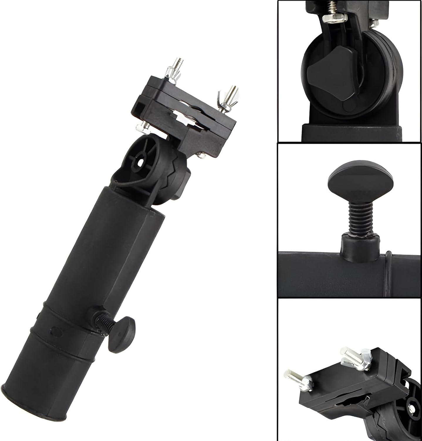 Golf Cart Umbrella Holder Mount, Adjustable Umbrella Holder for Golf Push Cart, Universal Golf Trolley Umbrella Holder Clamp Stand for Fishing Beach Chair Stroller Wheelchair