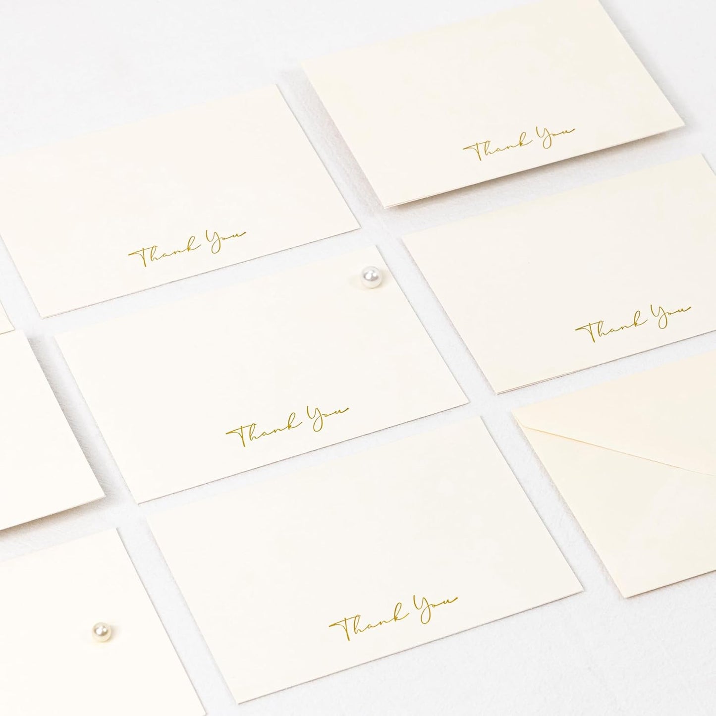 Crisky 50 Pack Thank You Cards With Envelopes & Stickers, Printable Ivory Bridal Shower Graduation Thank You Cards Small Business, Wedding Baby Shower Birthday Funeral Notes Bulk