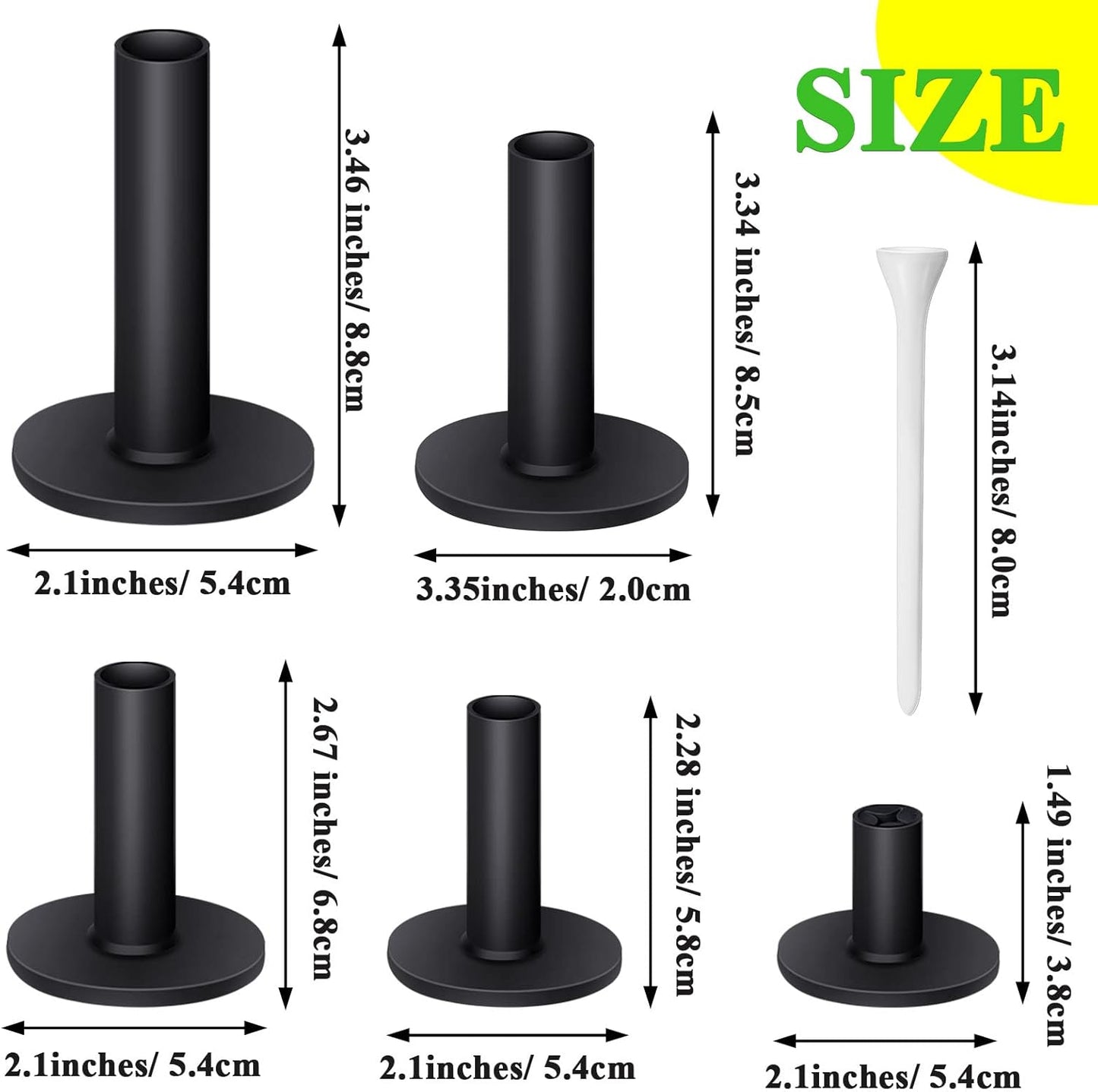 Sosation 23 Pieces Rubber Golf Tees Set Tees Holders for Driving Range Mats Value Rubber Ball Seat for Golf Hitting Mats and Indoor Outdoor Training Mixed Size 1.5 2.3 2.7 3.1 3.5 Inch