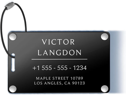 Personalized Luggage Tags for Suitcases - Aluminum Custom Luggage Tags for Backpacks & Bags, Sturdy, Waterproof & Heavy Duty (Black/Card-Sized)