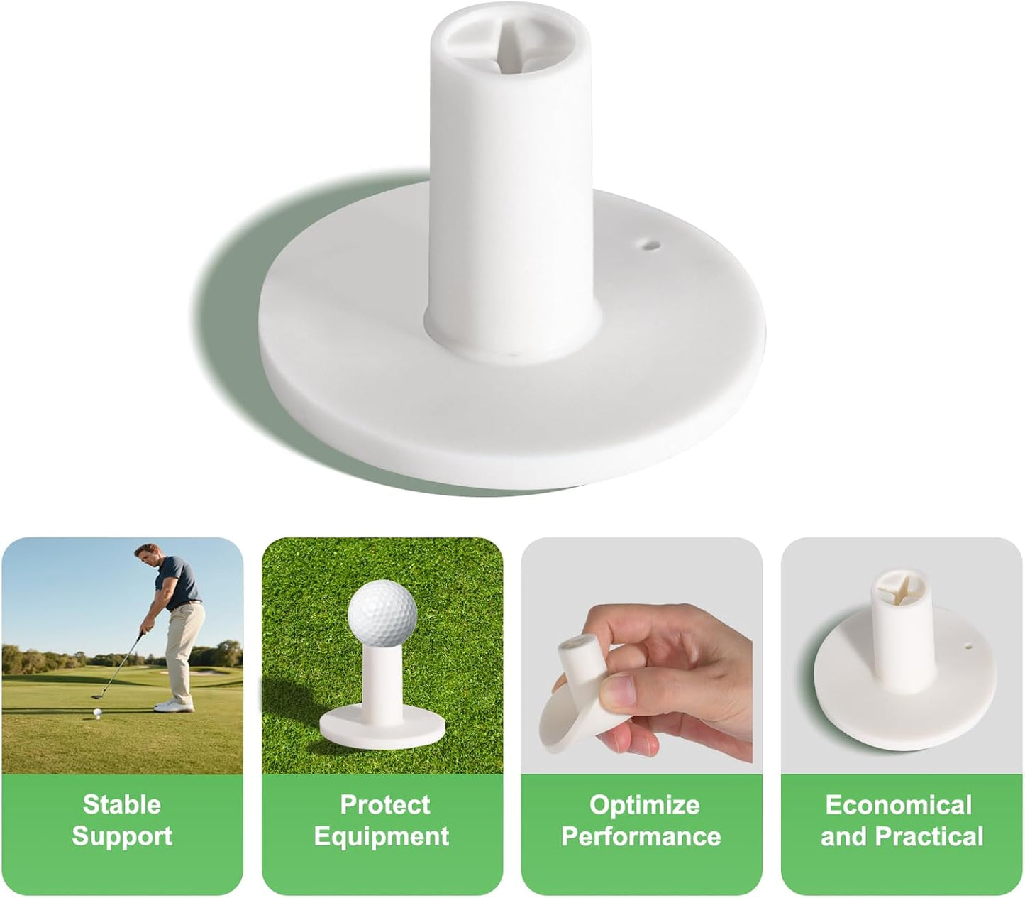 Rubber Golf Tees for Mats Adjustable Height Golf Simulator Tees, Indoor Outdoor Practice, Non-Slip Golf Mat Tees with Holder, Compatible with Driving Range & Golf Simulators