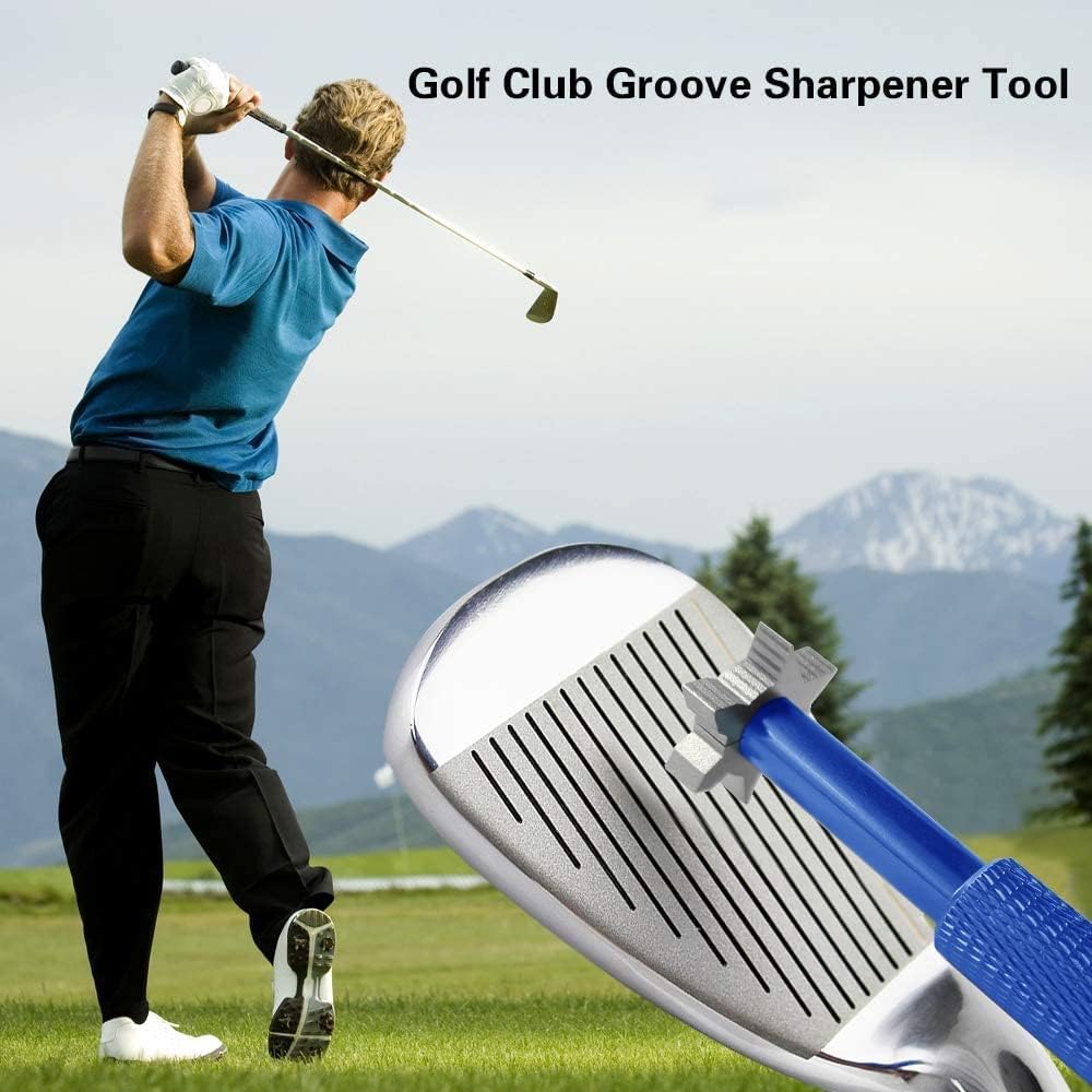 Golf Groove Sharpener,Golf Club Groove Sharpener,Groove Sharpener,Club Sharpener,Groove Sharpening Tool - Generate Optimal Backspin - Suitable for U & V-Grooves (6 Heads) (Blue)