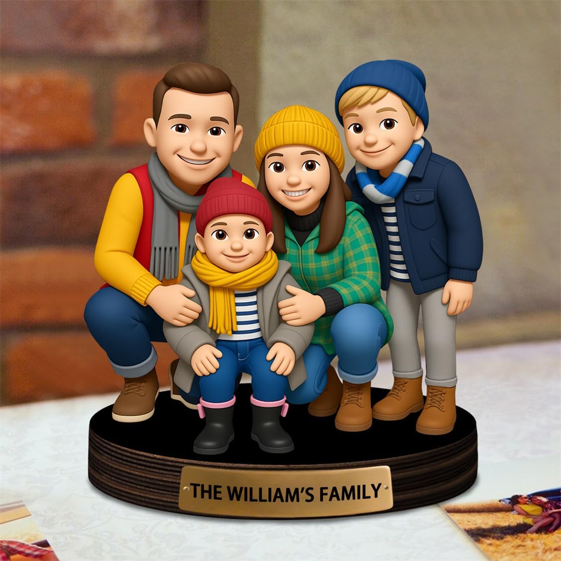Personalized Couple Photo Cartoon Desktop Decor Custom 2D Birthday Portrait Figurine Plaque with Name Picture Acrylic Sculpture Desk Sign Ornament for Men Women Family Couple Christmas Birthday