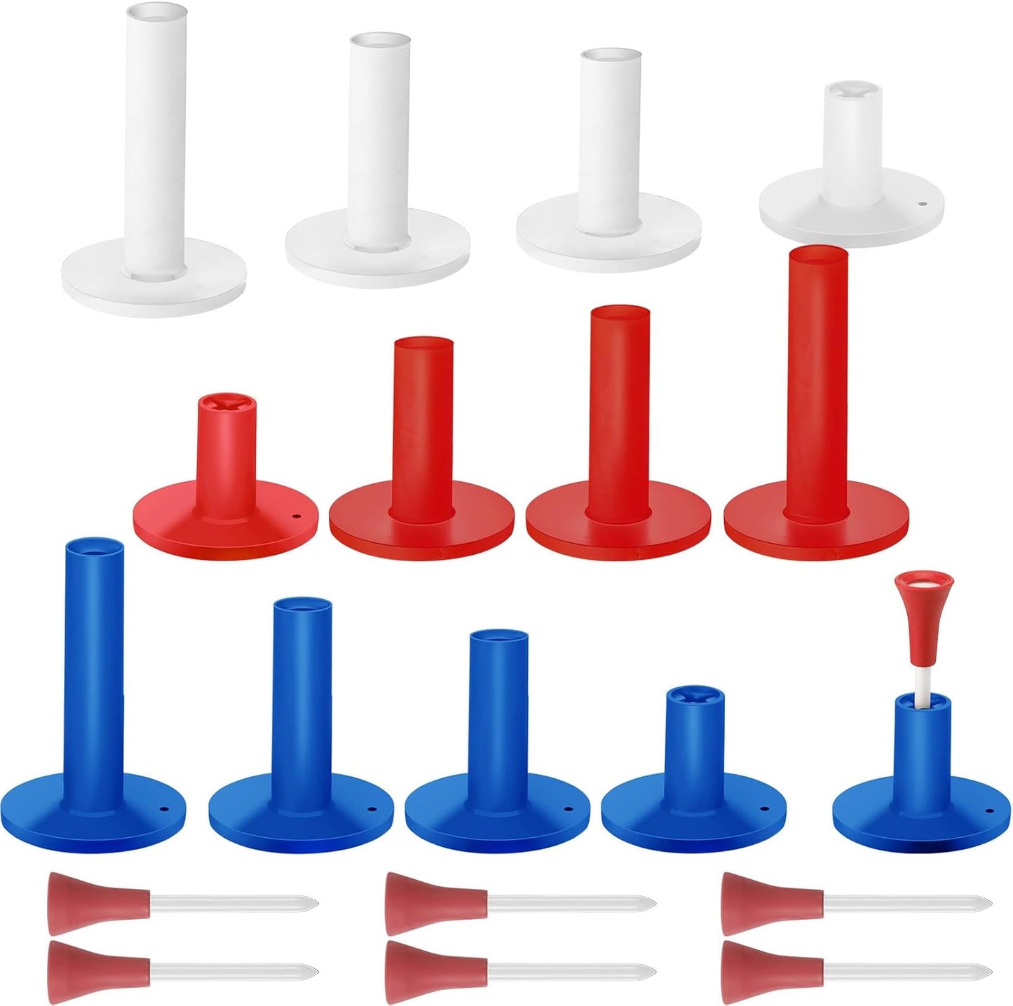 12 Pieces Golf Range Tees Set Rubber Golf Tees for Mats Driving Range 6 Pieces for Practice Mat Mixed Size