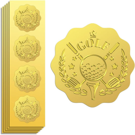 Peacoblue Gold Foil Stickers Seals Embossed 2 Inch 100Pcs Golf Ball, Self Adhesive Gold Around Embossing Sticker for Sport Certificate Paper Envelope Seal Gift Card Present Decoration