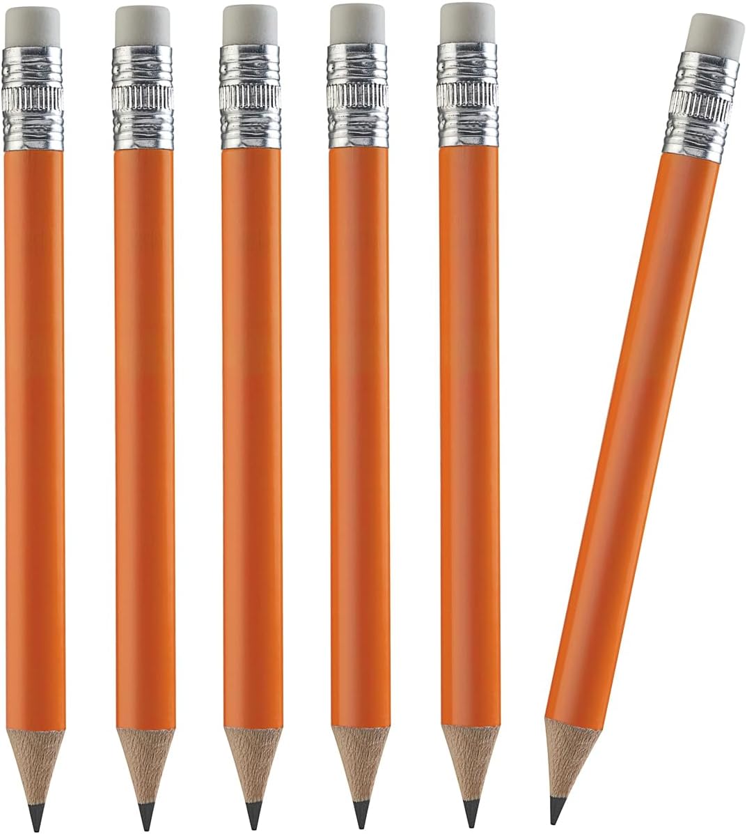 TH Golf 100pcs Golf Pencils, 4 Inch Mini Pencils Half Pencils with Eraser Sharpened Wood Mini Round Pencils for Schools Wedding Toddlers Home Corporate Multiple Colours (Neon Orange)