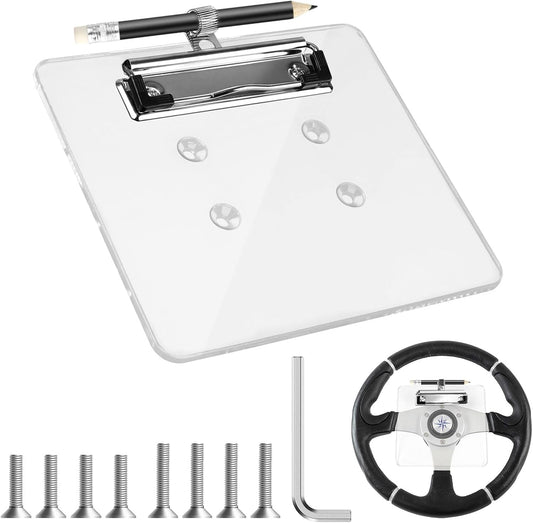 Archerest Golf Cart Steering Wheel Scorecard Holder with Pencil Holder for Club Car/EZGO TXT& RXV/Yamaha G29/Icon I40/Star Car/Excar and Other Most Golf Carts Clear 5mm Thick Acrylic