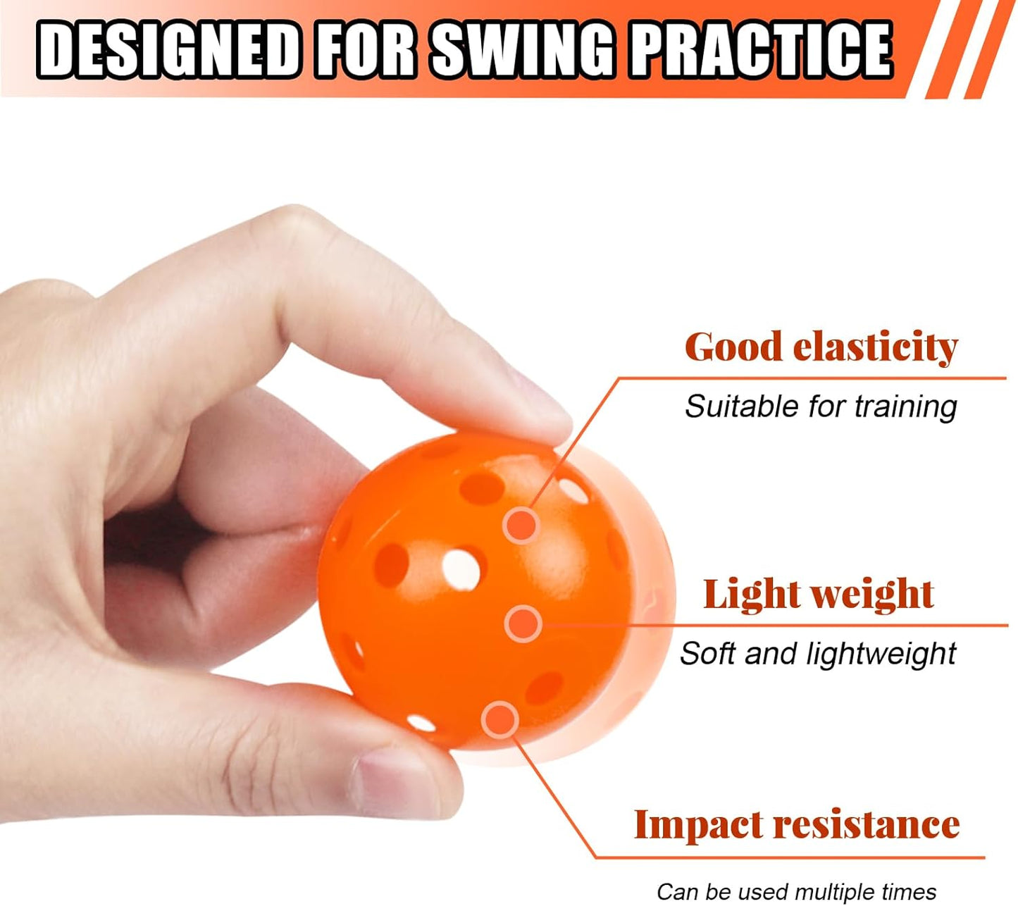 Plastic Golf Balls Practice Limited Flight Golf Training Ball Hollow Swing Practice Indoor Golf Balls with Mesh Drawstring Bag for Backyard Driving Range or Outdoor