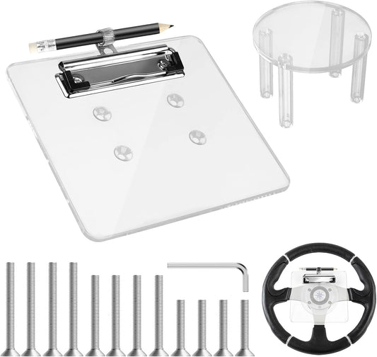 Archerest Golf Cart Steering Wheel Scorecard Holder with Pencil Holder for Club Car/EZGO TXT& RXV/Yamaha G29/Icon I40/Star Car/Excar and Other Most Golf Carts Clear 5mm Thick Acrylic