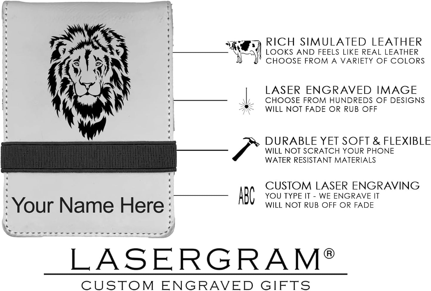 LaserGram Mini Padfolio with Notepad and Pen, Golfer Golfing, Personalized Engraving Included (White)