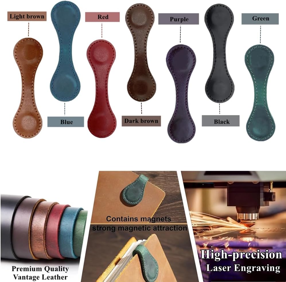 Personlized Magnetic Leather Bookmarks with Initials, Customized Book Marks Clip 26 Letters Bookmark for Reading Women, Men, Kids,Cute Book Markers Meaningful Gift for Book Lovers (Dark Brown, N)