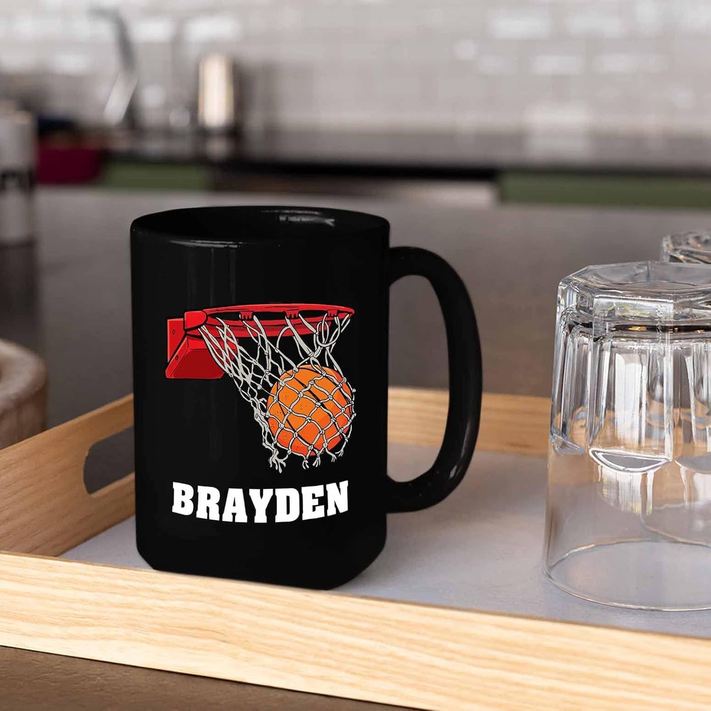 Personalized Black Ceramic Mug 11 Oz, Custom Basketball Coffee Mug, Basketball Player Gift, Pride Mug