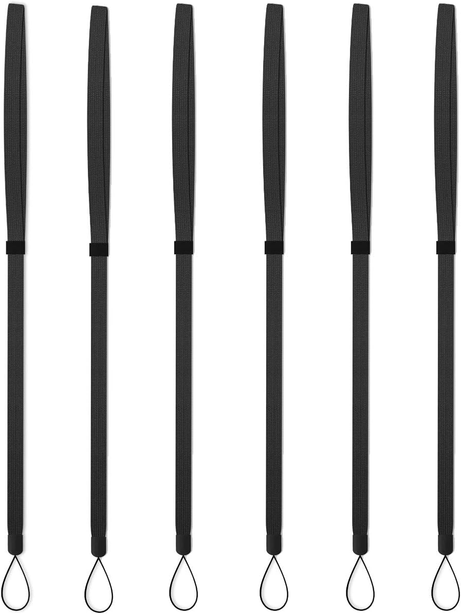 AMUU Flat Braided Lanyard Adjustable 6 Pack,for Walkie-Talkie,Cruise,Keys,Pen,Phone,id Badges Holder,Office (6 Pack Neck Lanyard Black)