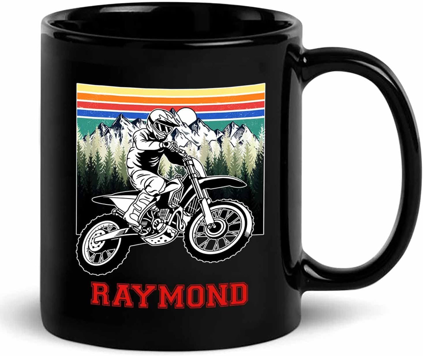 Personalized Motocross Racing Ceramic Mug - Choose Name, 11 Oz or 15 Oz, Black Coffee Cup for Dirt Bike and Motorcycle Lovers - Customized Gift for Friends
