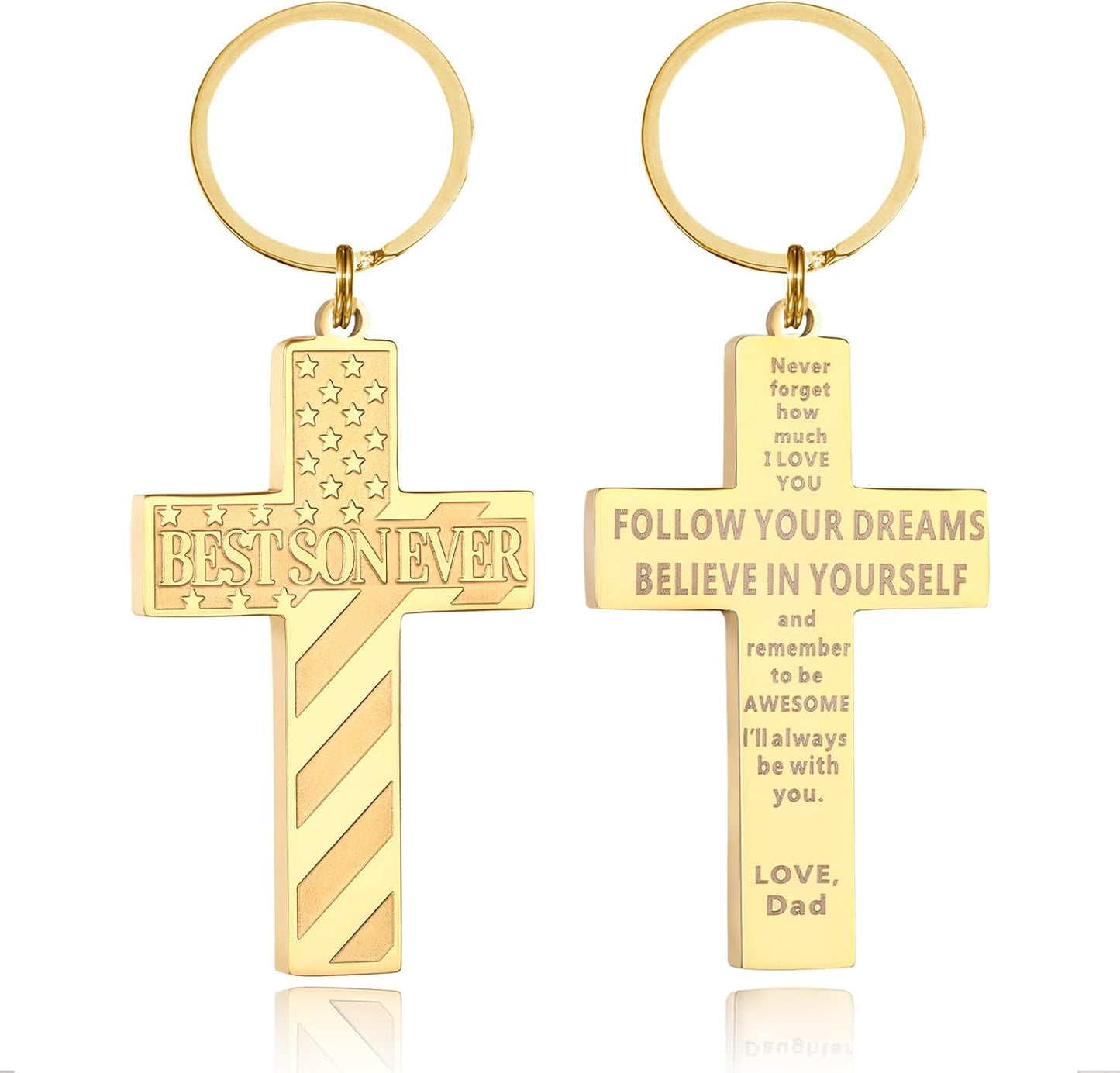 Football/Baseball/Soccer/Basketball Cross Keychains for Men First Communion Baptism Confirmation,Mens Gifts