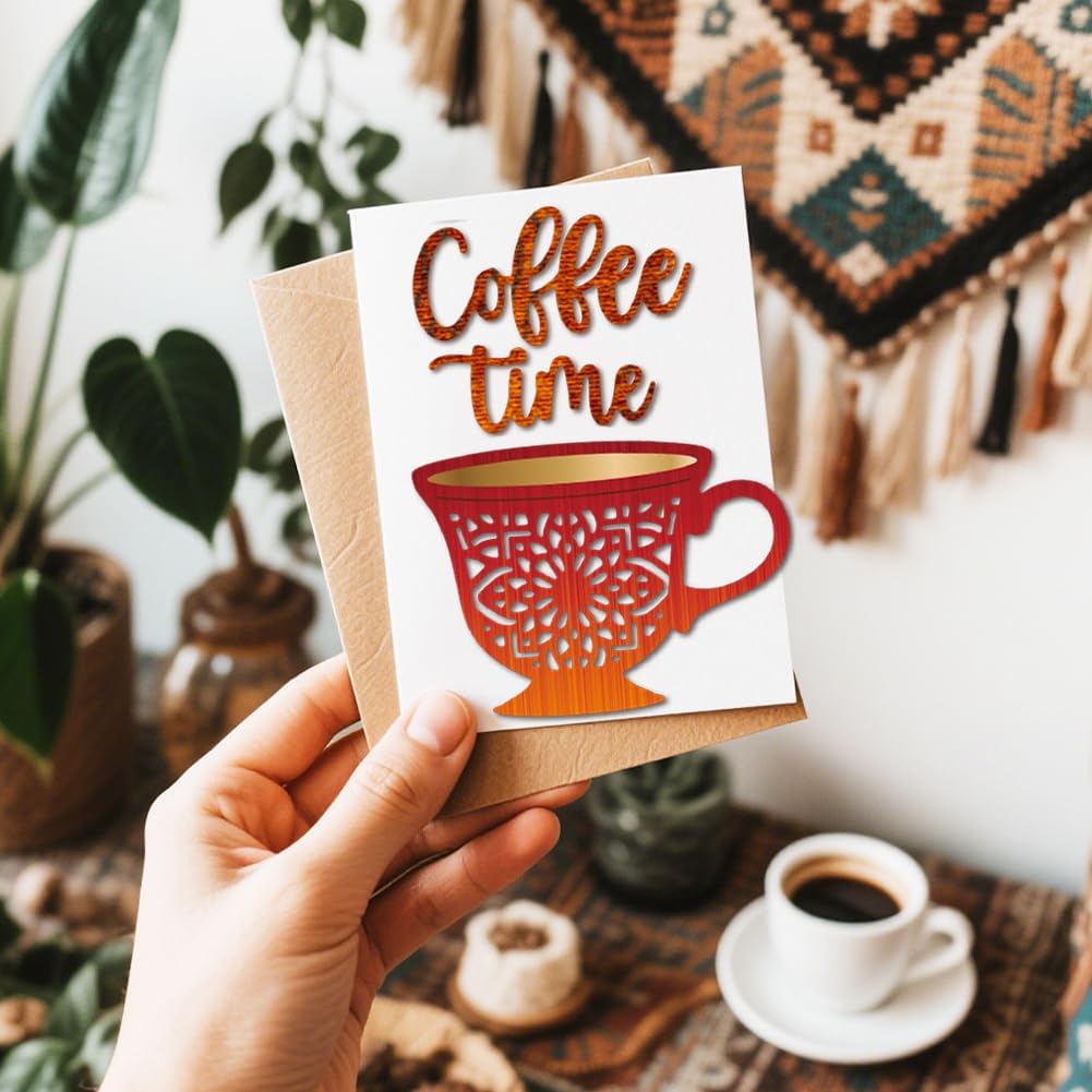 MAYJOYDIY Coffee Cup Cutting Dies Saucer Spoon Metal Die Cuts Template Flowers Daisy Colored Cream Embossing Carbon Steel Stencils for Card Making Scrapbooking Album Handbook Gift Decoration