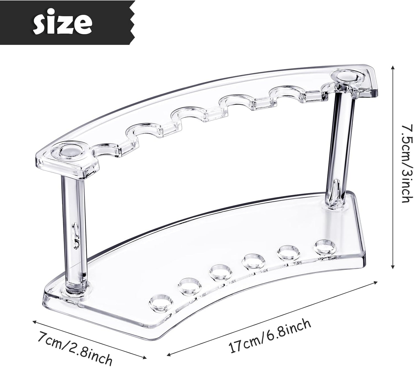 Tinlade 2 Pieces Plastic Pen Holder Stand Display Rack 6-Slot Pen Makeup Brush Rack Organizer Eyebrow Stand for School Office Home Store(Clear)