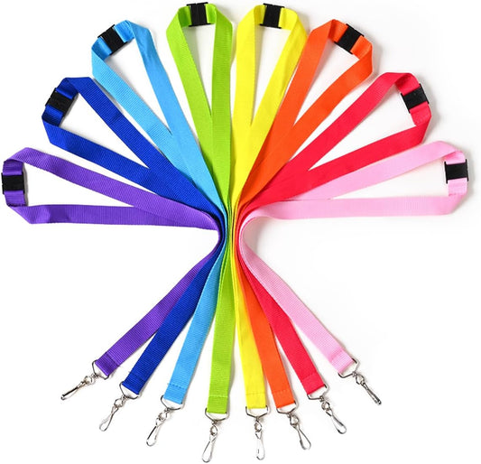 8 Pack Breakaway Lanyards for ID Badge Holder, Cute Colors & Durable Neck Straps for Schools, Office, Cruise, Assorted 8