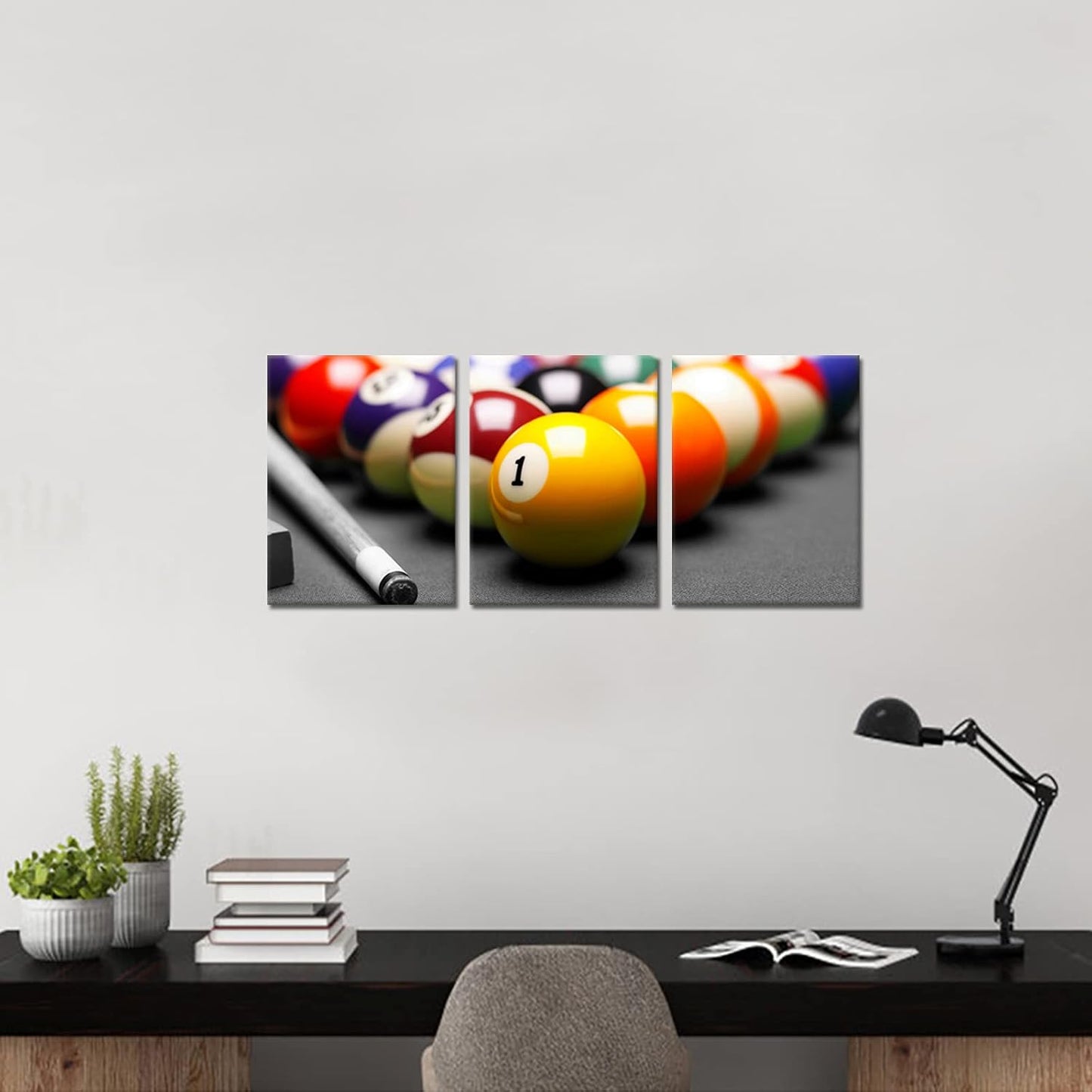 Apicoture Billiards Picture Canvas Wall Art Billiards Pool Hall Poster Pool Table Pictures Pool Room Wall Decor Ready to Hang 12"x16"x3 Pieces