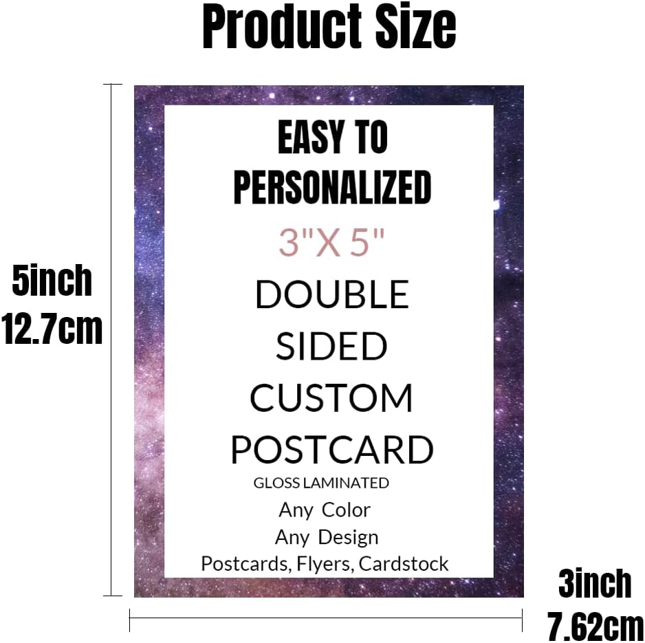 Custom Postcards with Design Personalized Postcards Add Photo/Text/Logo Print Your Own Postcards, Invitations, promotional， Announment Cards, Thank You Cards,2 Sided Thick Gloss Card Stock-200Pcs