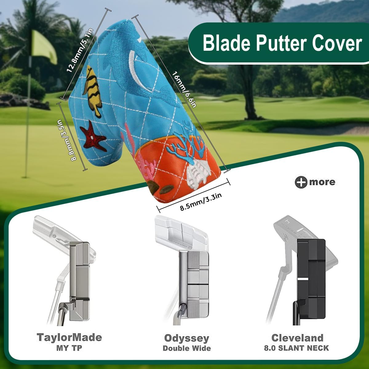 Golf Head Covers Blade Putter Cover Headcover Magnetic Closure Embroidered Fit for Most Brands Scotty Cameron Odyssey Blade Taylormade Ping ect.