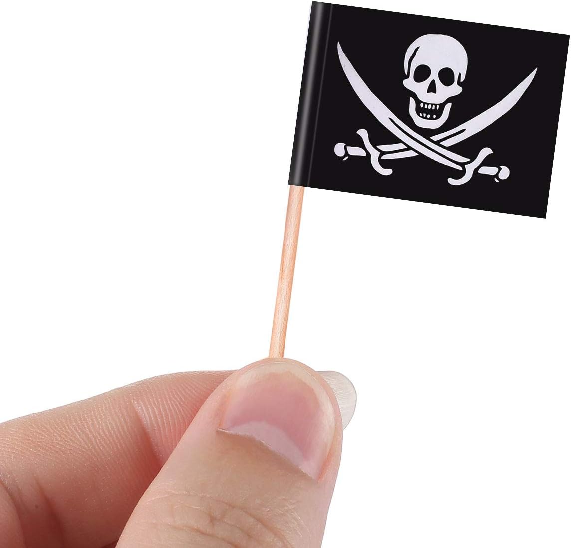 100 Pieces Pirate Cocktail Toothpicks Flags Cake Toppers for Food, Appetizer, Cocktail, Cupcake Decoration for Kids Halloween Birthday Party Decorations (100)