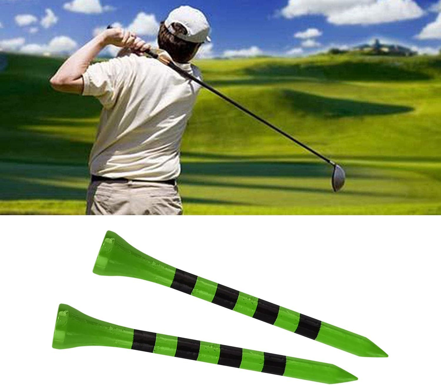 Wooden Golf Tees 3-1/4", 2-3/4", 2-1/8", 1-1/2" Available, 100 Count (Natural Color, White, Black, Blue, Red, Green, Yellow, Pink, Orange)