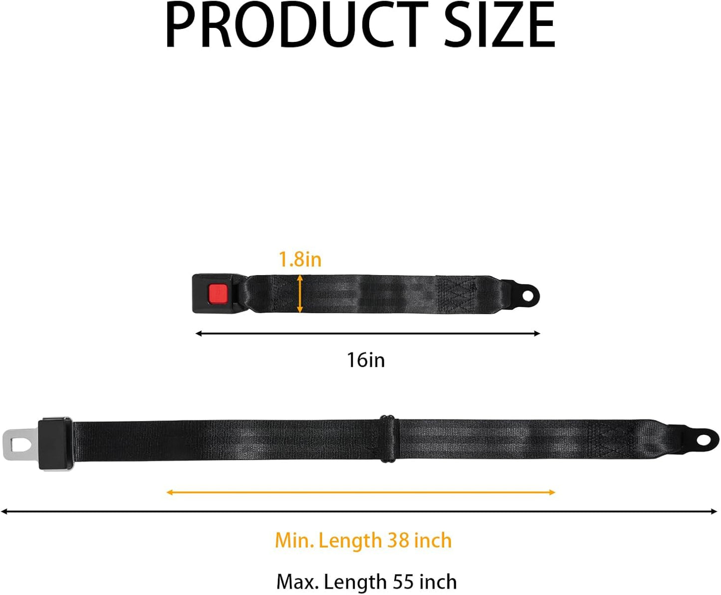 Universal 4-Piece Adjustable 2-Point Harness Kit for Golf Carts, UTVs, EZGO, and Club Car, Includes Mounting Screws (Black)