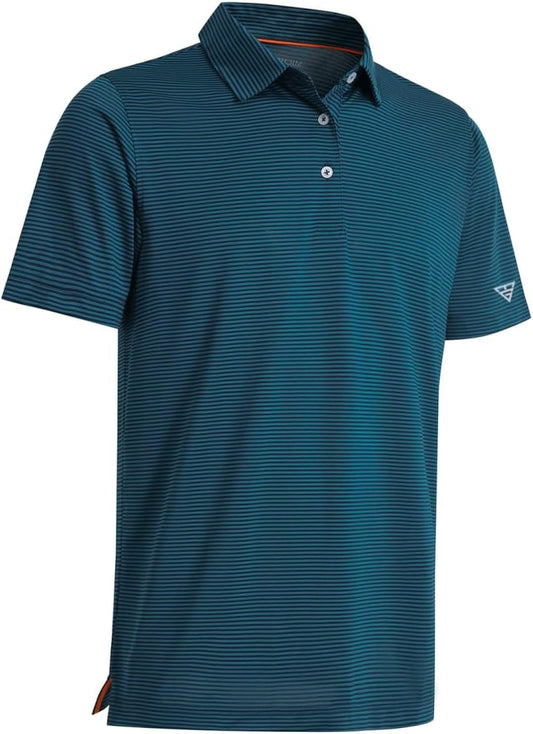 Golf Shirts for Men Dry Fit Short Sleeve Print Performance Moisture Wicking Polo Shirt