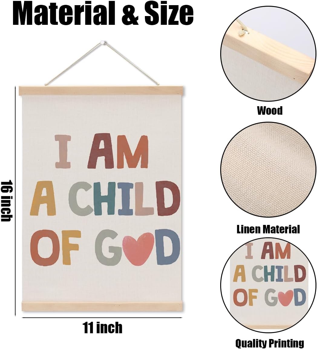 Christian Decor Boho Poster Hanger, Jesus Religious Wall Decor, Christian Gifts Bible Verse Spiritual Gifts Wall Art Wall Hanging Banner Farmhouse Church Bedroom Playroom Living Room Decor