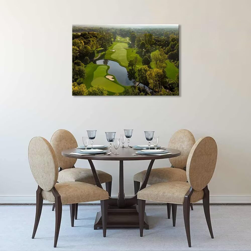 chenchenArt USA Ohio Golf Course Wall Art for Office Living Room Bedroom Home Decorations Ohio Golf Course Picture Poster Canvas Prints Modern Artwork Framed Ready to Hang(18''H x 24''W)