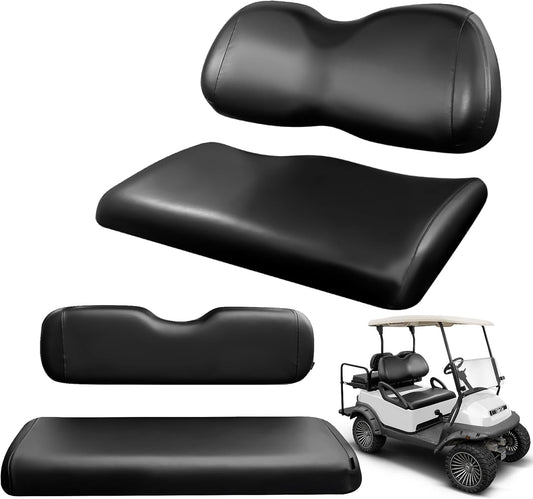 4PCS Golf Cart Seat Covers Kit,Front and Rear Seat Cover for Club Car Precedent Standard Cushion,Smooth and Simple Style, Waterproof Replacement Seat Cover(Black)