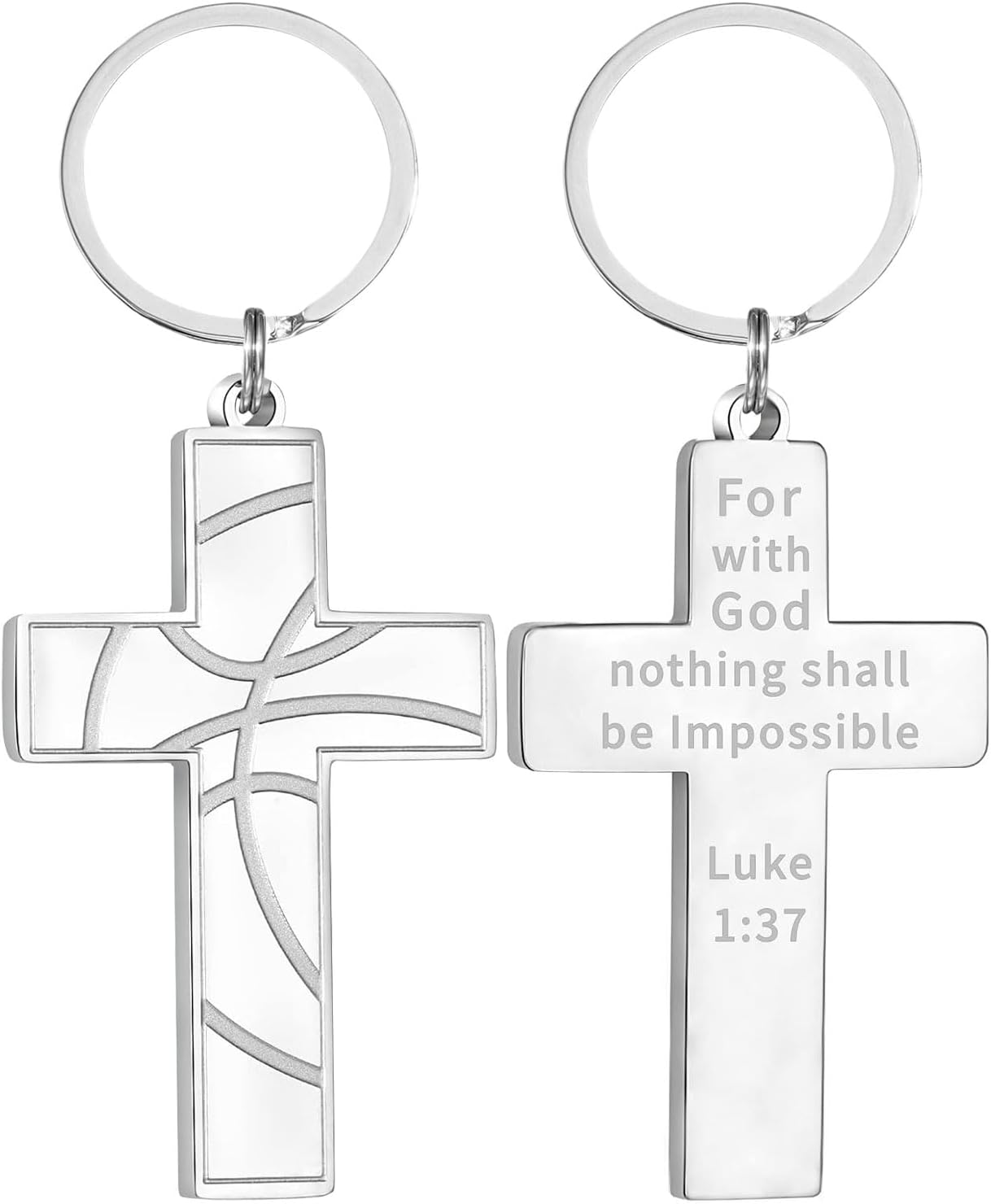 Football/Baseball/Soccer/Basketball Cross Keychains for Men First Communion Baptism Confirmation,Mens Gifts