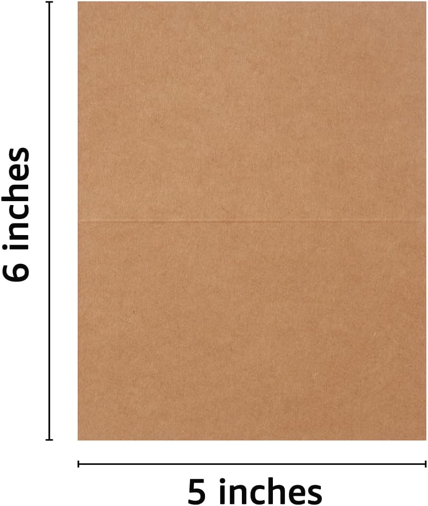 50 Pack Blank Cards Folded Cardstock Thank You Blank Greeting Cards for Invitations, Wedding, Greeting Cards, All Occasion DIY (Brown, 3x5)